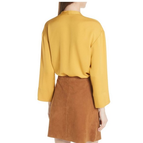 NWT Theory Silk V-neck Tie Blouse– Luxe Wrap Top for Office & Outings - Picture 7 of 15